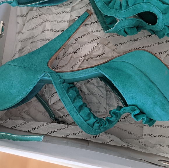 Aldo Starace Teal Suede Platform Heels Size 7 - Picture 5 of 9